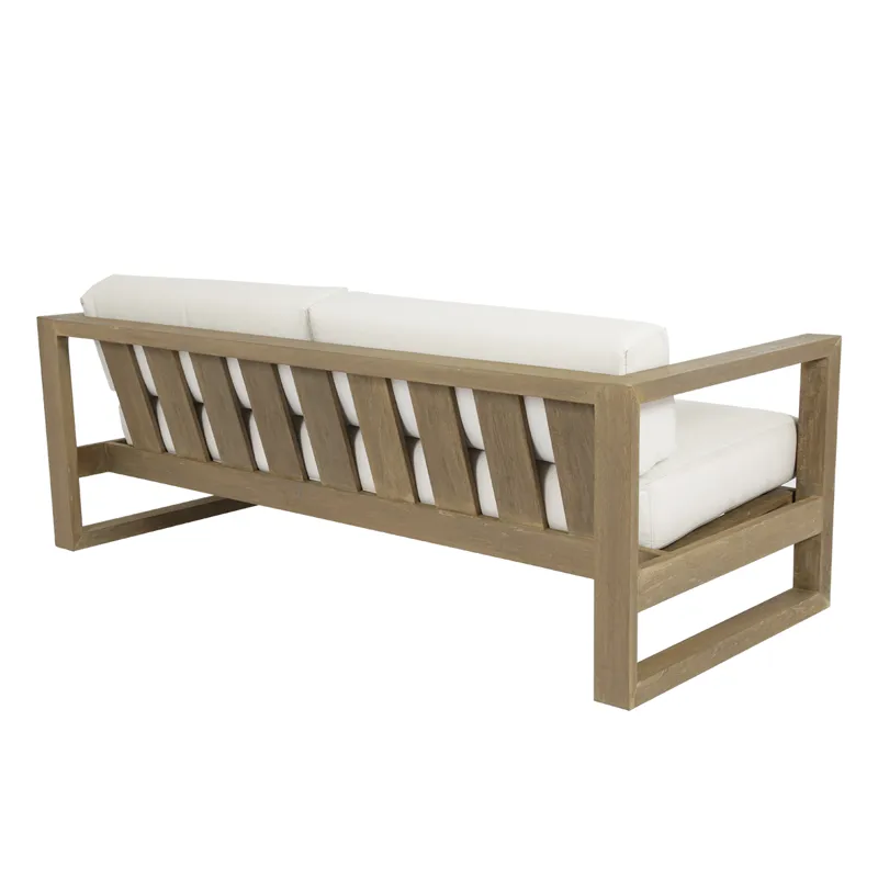 Coastal Teak Sofa in Canvas Canvas, No Welt