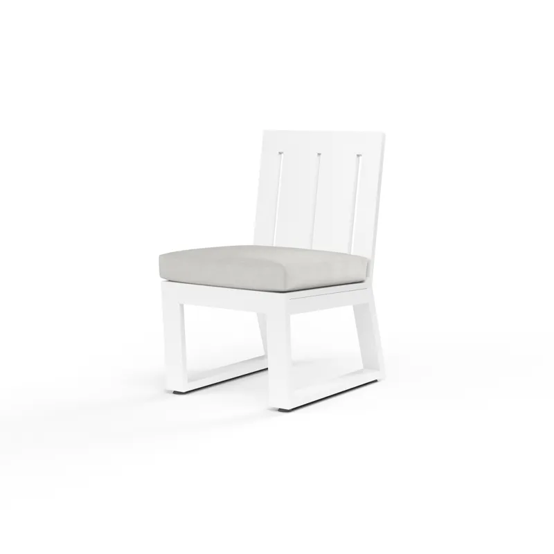 Newport Armless Dining Chair in Cast Silver, No Welt