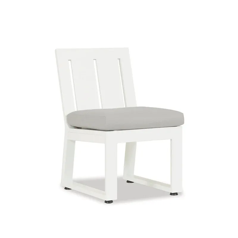 Newport Armless Dining Chair in Cast Silver, No Welt