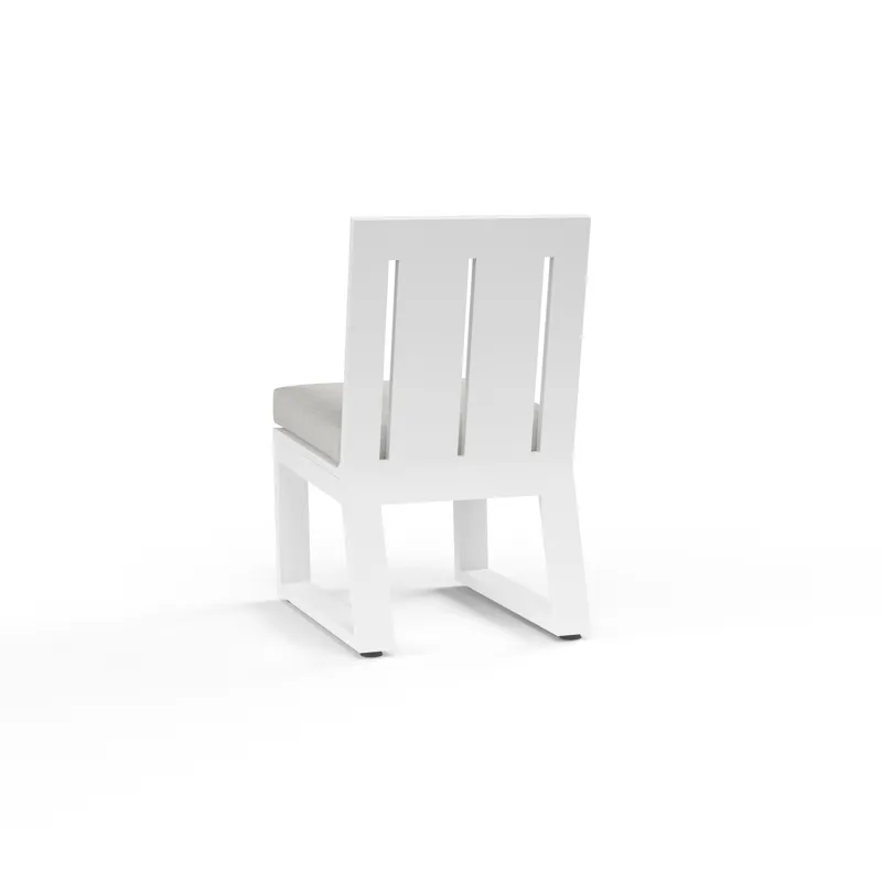 Newport Armless Dining Chair in Cast Silver, No Welt