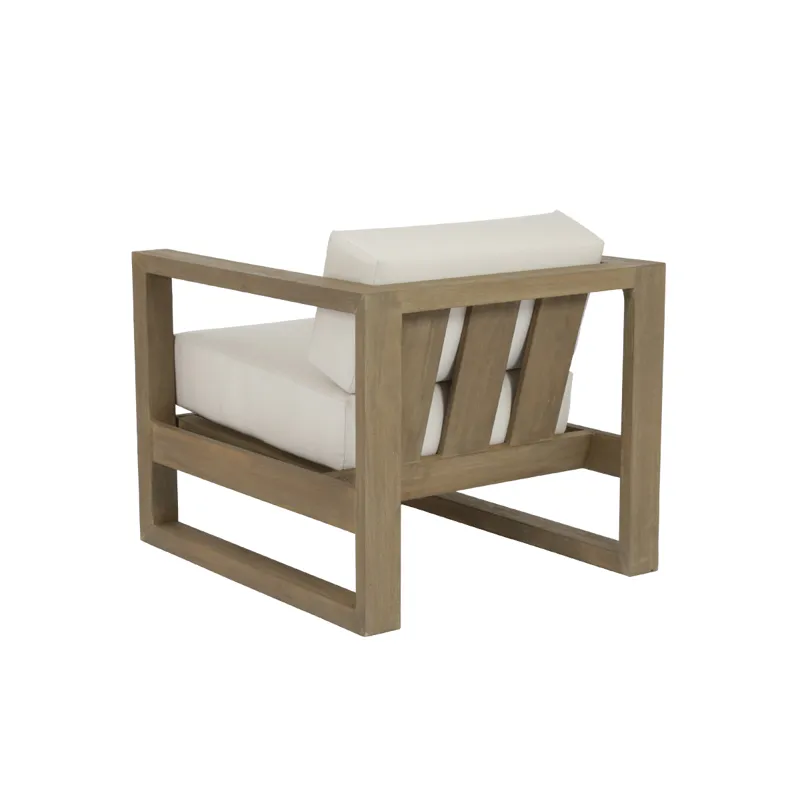 Coastal Teak Club Chair in Canvas Canvas, No Welt