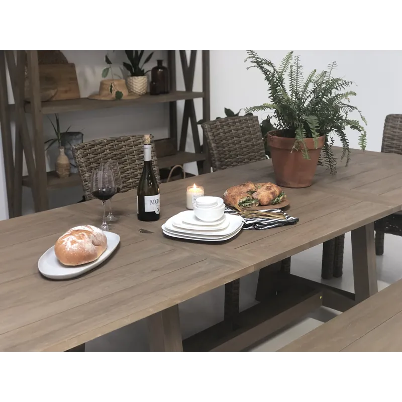 Coastal Teak Dining Table with Leaf Extension