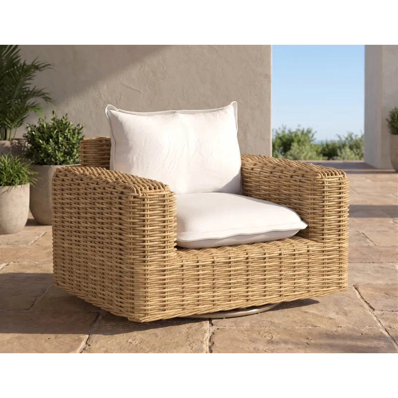 Playa Swivel Club Glider in Soothe Pearl w/ Flange Welt
