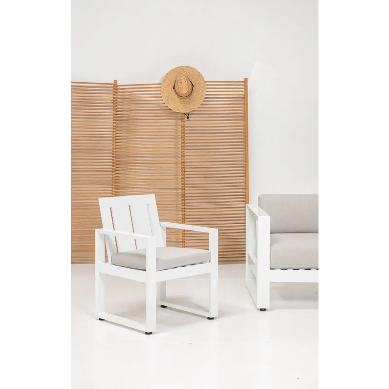 Newport Dining Chair in Cast Silver, No Welt