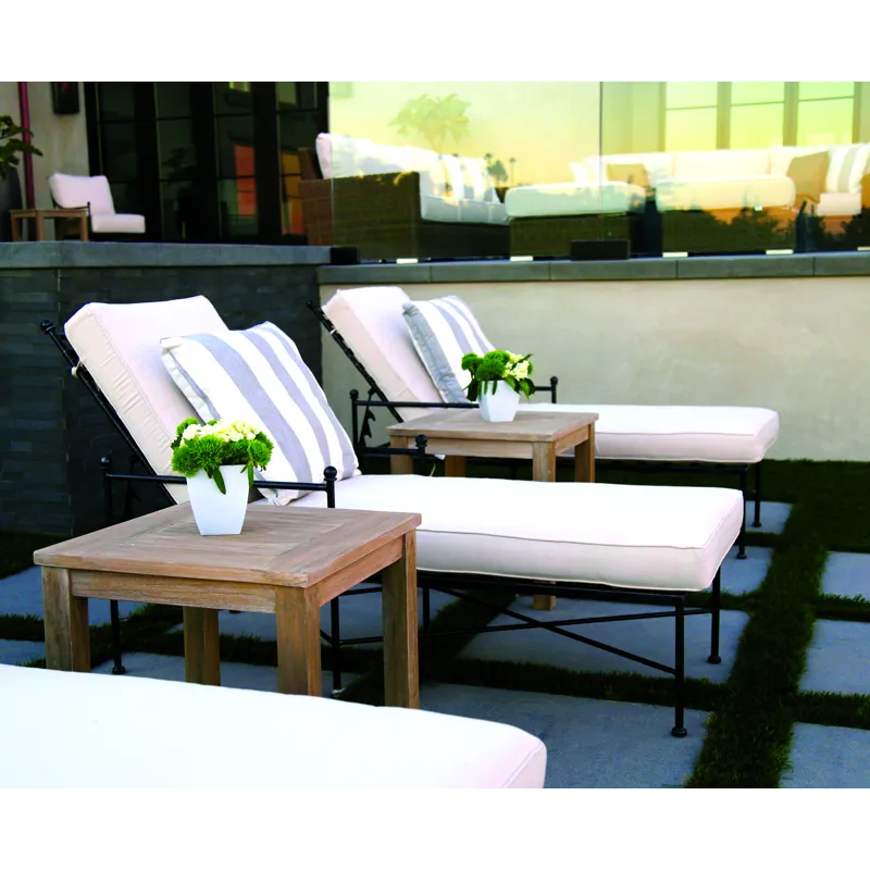 Provence Chaise Lounge in Canvas Flax w/ Self Welt