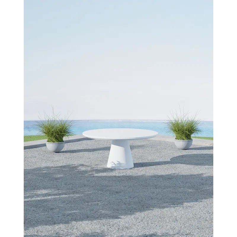 Bazaar Pedestal Dining Table, Bone Finish