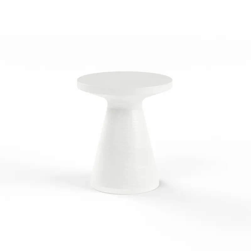 Bazaar GRC Round End Table, Bone Finish