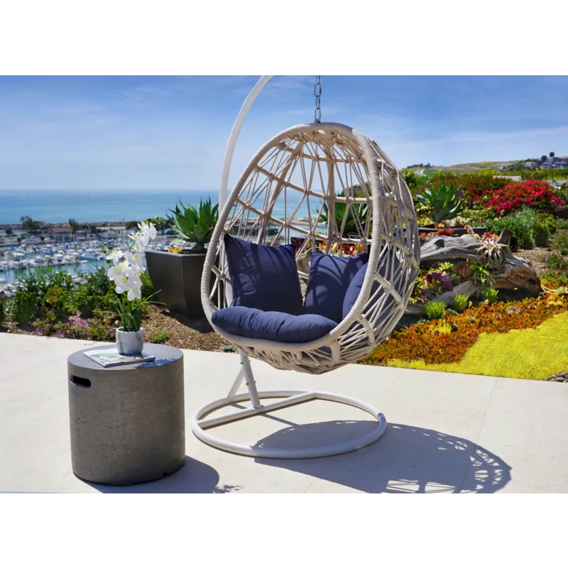 Dana Rope Hanging Club Chair in Linen Canvas w/ Self Welt