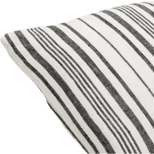 Linen Stripe Buttoned Pillow Cover