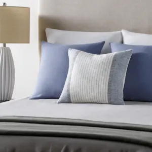 Linen Stripe Buttoned Pillow Cover