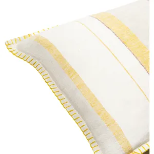 Linen Stripe Embellished Pillow Cover