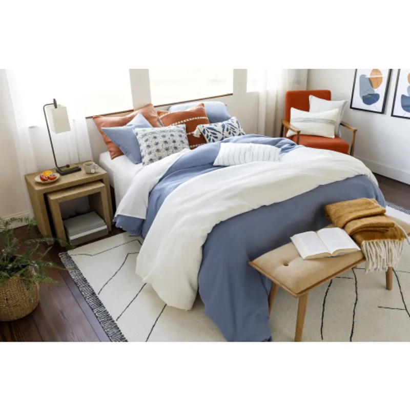 Linen Stripe Buttoned Pillow Cover