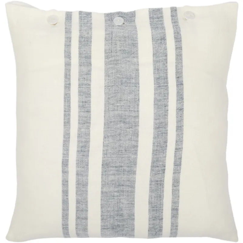 Linen Stripe Buttoned Pillow Cover