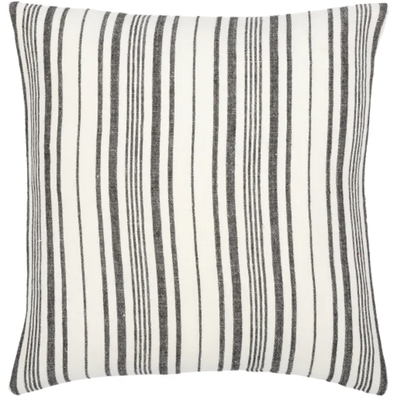 Linen Stripe Buttoned Pillow Cover
