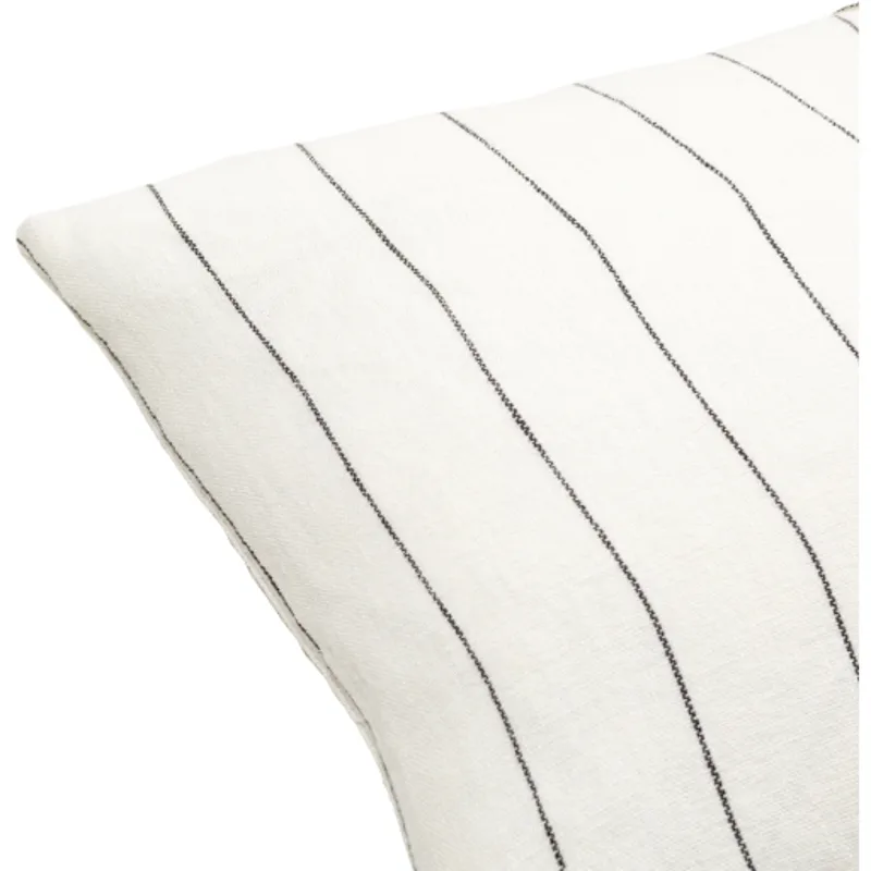 Linen Stripe Buttoned Pillow Cover