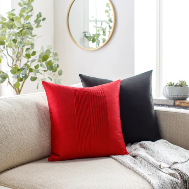 Solid Pleated Pillow Cover