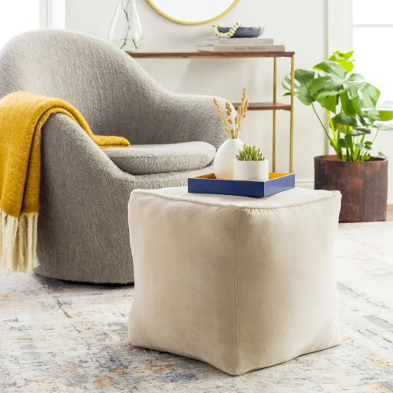 Cotton Velvet Pouf