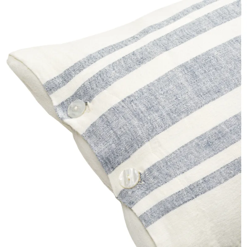 Linen Stripe Buttoned Pillow Cover