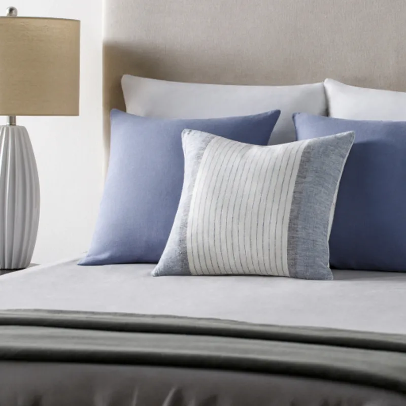 Linen Stripe Buttoned Pillow Cover