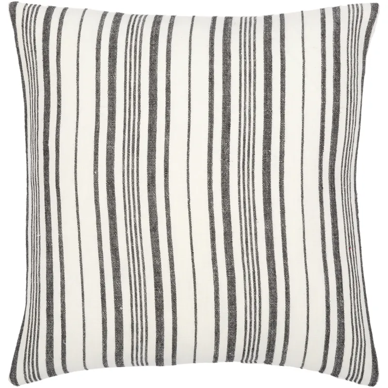 Linen Stripe Buttoned Pillow Cover