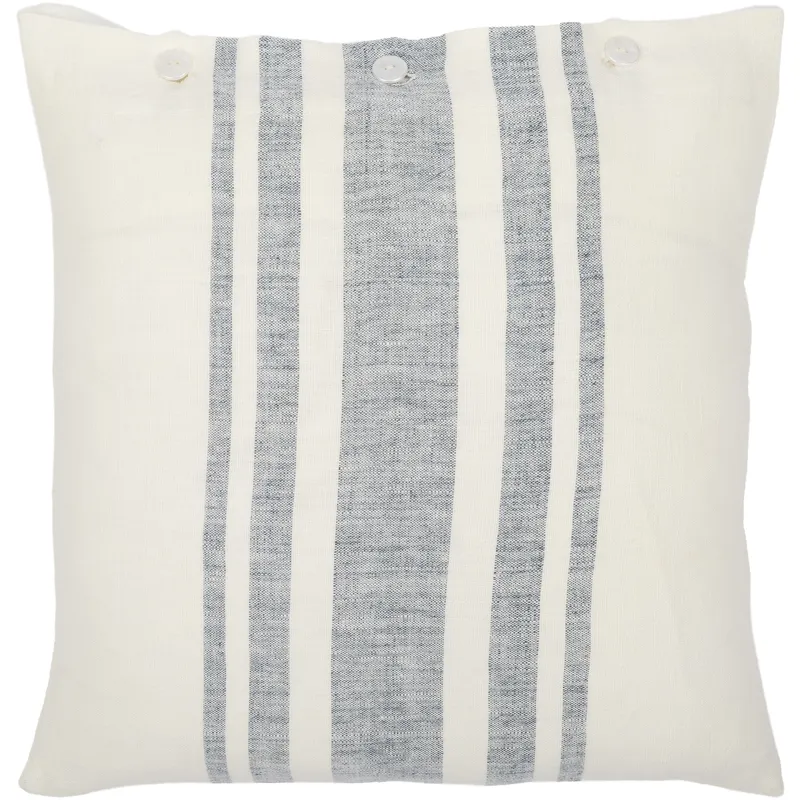 Linen Stripe Buttoned Pillow Cover
