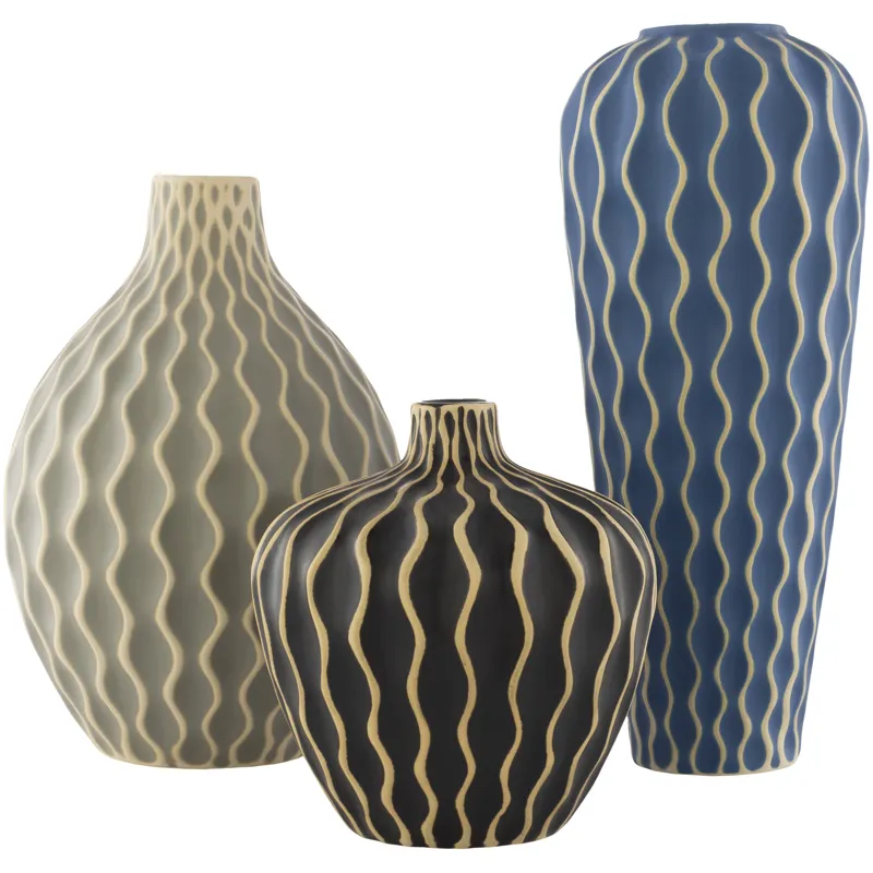 Waves 6" x 6" x 14.75",8.25" x 8.25" x 11.8",7.25" x 7.25" x 8" Decorative Accents