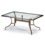 Glass Top Table, 42″ X 68″ Rectangular Dining Table W/ Hole Ogee Rim