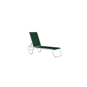 Gardenella Sling Four Position Stacking Armless Lay Flat Chaise - White / Forest Green