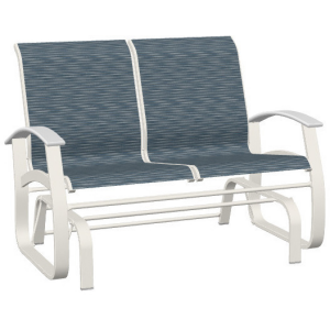 Belle Isle Sling Two-Seat Glider w/ Polymer Arms  - Snow / Nimbus Ocean
