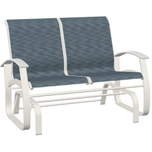 Belle Isle Sling Two-Seat Glider w/ Polymer Arms  - Snow / Nimbus Ocean