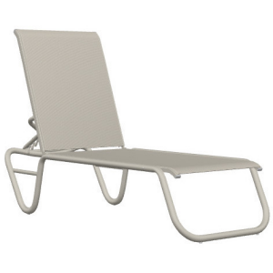 Gardenella Sling Four Position Stacking Armless Lay Flat Chaise - Warm Grey / Augustine Oyster