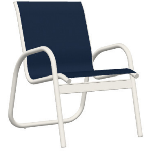 Gardenella Sling Stacking Arm Chair - Snow / Navy