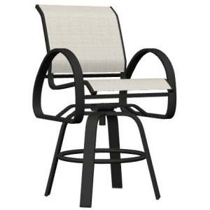 Aruba Sling Balcony Height Swivel Caf&eacute; Chair - Black / Deacon