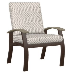 Belle Isle Cushion Cafe Arm Chair w/ Polymer Accents - Kona / Etna Heron / Weatherd Wood Accent