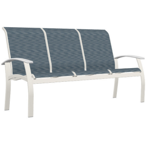 Belle Isle Sling Three-Seat Sofa w/ Polymer Arms  - Snow / Nimbus Ocean