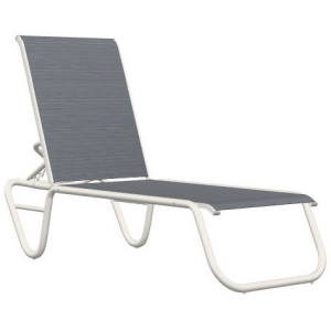 Gardenella Sling Four Position Stacking Armless Lay Flat Chaise - Snow / Blueprint
