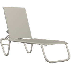 Gardenella Sling Four Position Stacking Armless Lay Flat Chaise - Warm Grey / Augustine Oyster