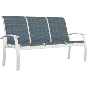 Belle Isle Sling Three-Seat Sofa w/ Polymer Arms  - Snow / Nimbus Ocean