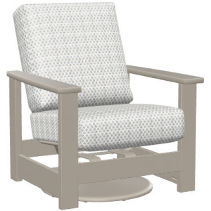 Leeward MGP Cushion Swivel Hidden Rocker w/ Polymer Arms - Warm Grey / Detail Denim