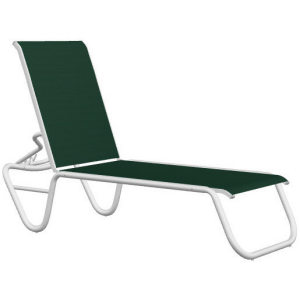Gardenella Sling Four Position Stacking Armless Lay Flat Chaise - White / Forest Green