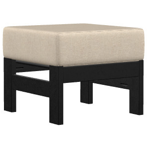 Leeward Supreme MGP Cushion Ottoman - Black / Grasscloth Dune