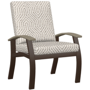 Belle Isle Cushion Cafe Arm Chair w/ Polymer Accents - Kona / Etna Heron / Weatherd Wood Accent