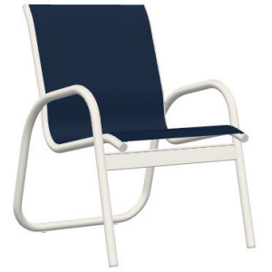 Gardenella Sling Stacking Arm Chair - Snow / Navy