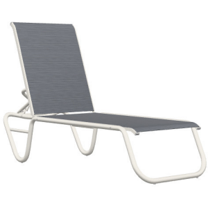 Gardenella Sling Four Position Stacking Armless Lay Flat Chaise - Snow / Blueprint