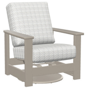 Leeward MGP Cushion Swivel Hidden Rocker w/ Polymer Arms - Warm Grey / Detail Denim
