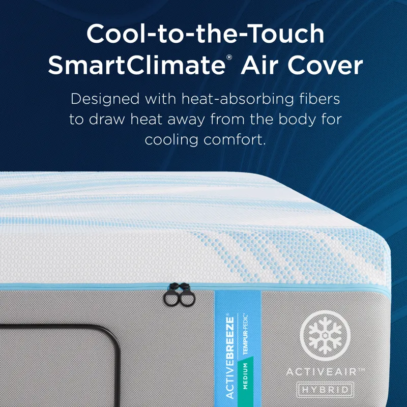TEMPUR-Breeze&reg; TEMPUR-ActiveBreeze&reg; Medium Hybrid Split Cal King (with Base)
