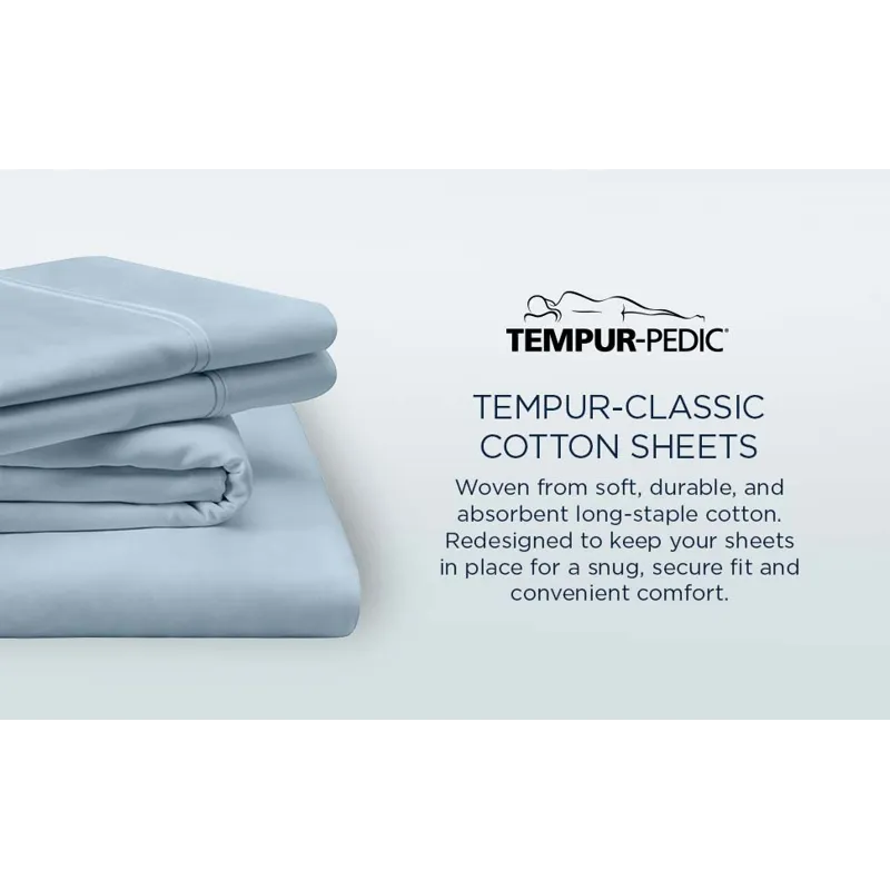 Linens TEMPUR Classic Cotton Sheet Set Sleepy Blue