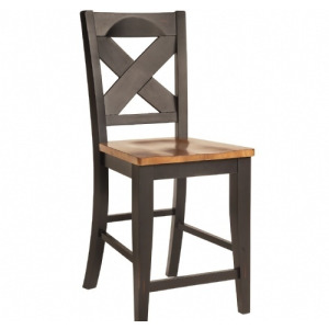 Quinton X-Back 24" Bar Stool - Pecan & Black