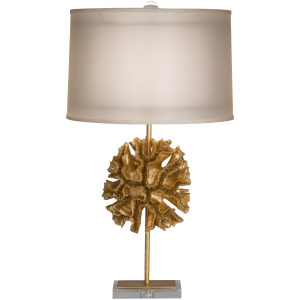 Coral Table Lamp w/Gold Organza Shade
