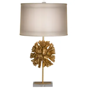 Coral Table Lamp w/Gold Organza Shade